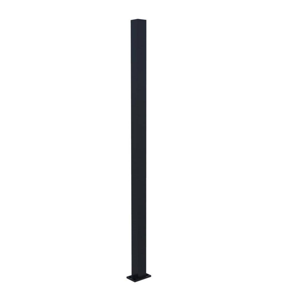 Angel Sar 38 in. Black Metal Railing Post with Bracket, Fence and Rail