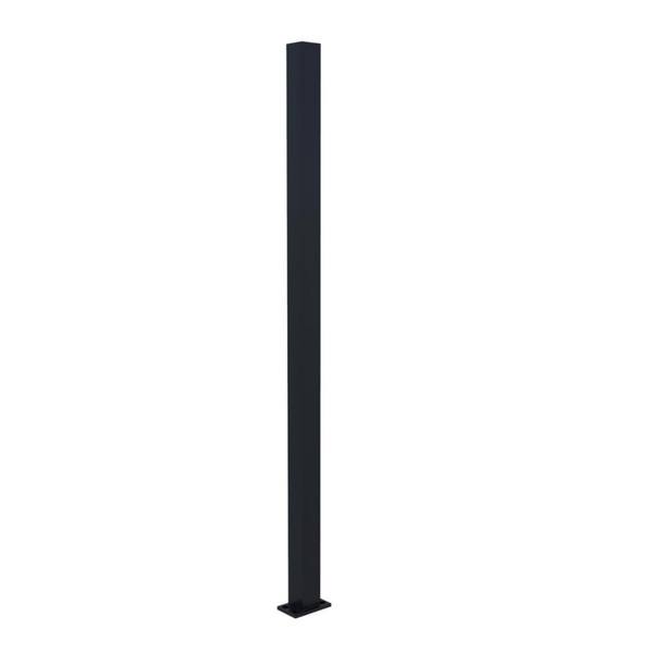 Angel Sar 38 in. Black Metal Railing Post with Bracket, Fence and Rail