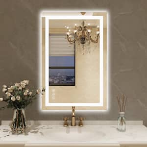36 in. W x 24 in. H Small Rectangular Frameless Anti-Fog LED Light Wall Mounted Bathroom Vanity Mirror in White