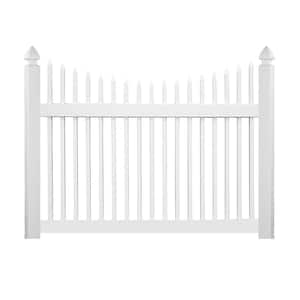 Stratford 4 ft. H x 124 ft. L Picket Dog Ear Scalloped White Vinyl Fence Project Pack
