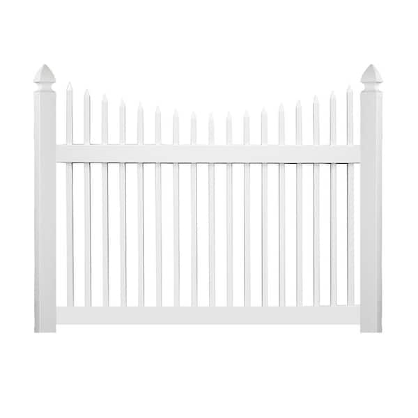 Stratford 4 ft. H x 124 ft. L Picket Dog Ear Scalloped White Vinyl Fence Project Pack
