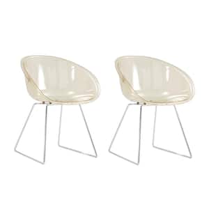 Brown Plastic Side Chair, Dinning Chair (Set of 2)