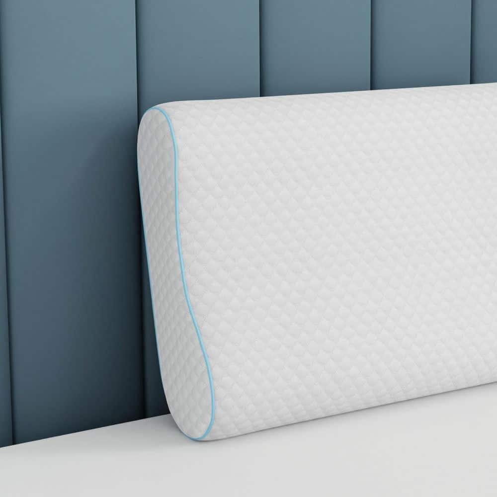 White Gel-Infused Memory Foam Contour Neck Pillow