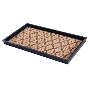24.5 in. x 14 in. x 1.5 in. Natural and Recycled Rubber Boot Tray with Tan and Dark Brown Coir Insert