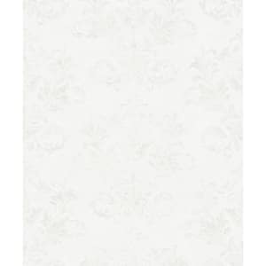 Hotel Collection White Embossed Damask Glitter Finish Non-Pasted Non-Woven Wallpaper Roll