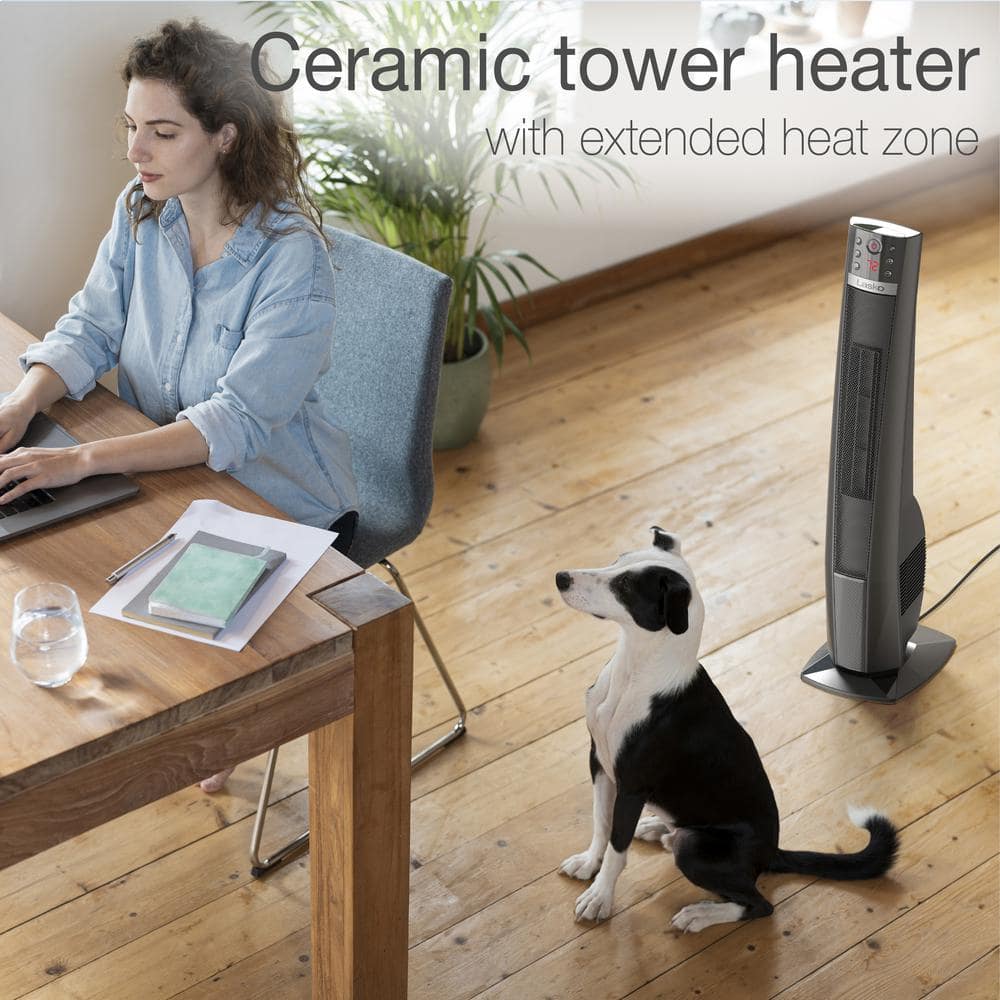 Lasko 32" Black Ceramic Electric Tower Heater with Remote