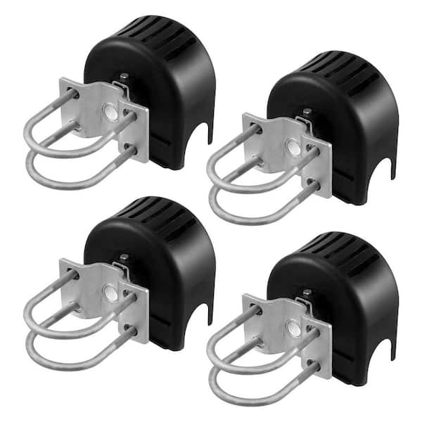 1-Piece 7.95x12.6 in. Black Steel Sliding Gate Guide Roller Kit for Fence Doors, Heavy Duty with 4-Covered Track Rollers