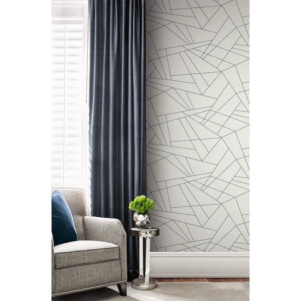 Geometric Triangles Off-White and Grey Paper Non-Pasted Strippable Wallpaper Roll (Cover 60.75 sq. ft.)