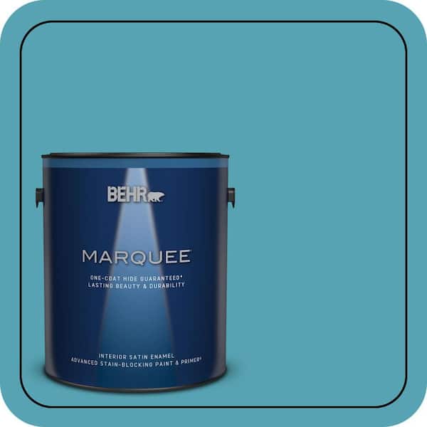 BEHR MARQUEE 1 gal. #M470-5 Explorer Blue One-Coat Hide Satin Enamel Interior Paint & Primer