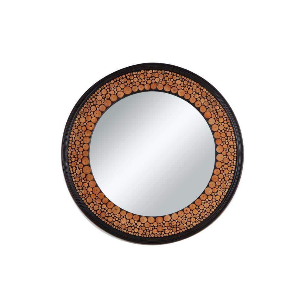 33.27 in. x 33.27 in. Modern Classic Wooden Round Black Wooden Framed Decor