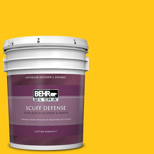 BEHR ULTRA 5 gal. #P300-7 Unmellow Yellow Extra Durable Eggshell Enamel Interior Paint & Primer