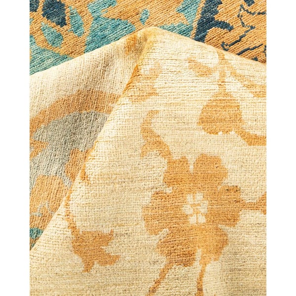 Electric 6 ft. x 9 ft. Yellow Oriental Wool Indoor Area Rug
