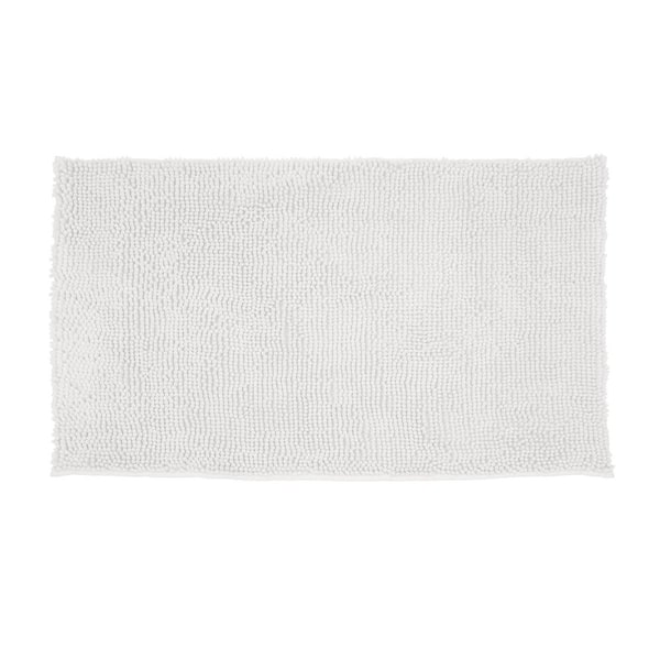 Resort Collection Plush Shag Chenille Loop 17 in. x 24 in. White Synthetic Bath Mat
