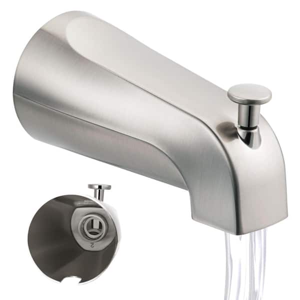 5-1/4 in Brushed Nickel Metal Tub Spout with Diverter, Screw-On Installation for 1/2 in IPS Threads