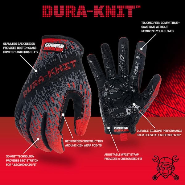 Grease Monkey Extra Large Dura-Knit Work Gloves 25128-24 - The