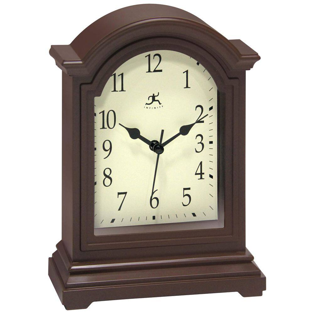 9.5" Dark Brown Quartz Grandfather-Style Tabletop Clock