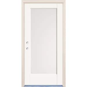 36 in. x 80 in. Right-Hand/Inswing 1 Lite Satin Etch Glass Alpine Painted Fiberglass Prehung Front Door w/4-9/16" Frame