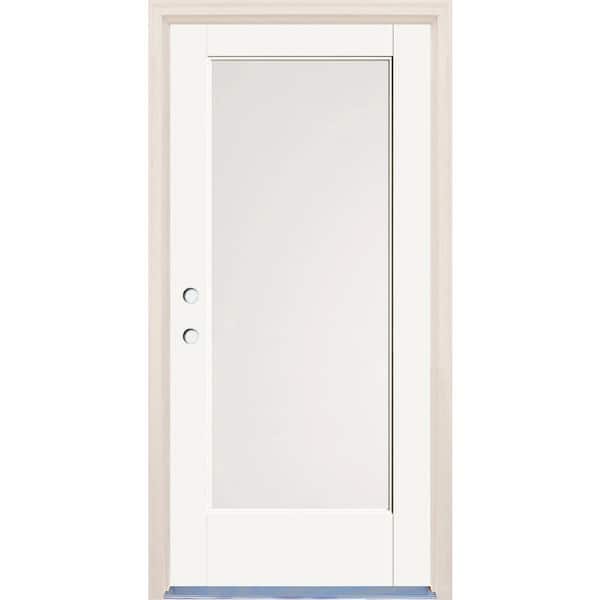 Builders Choice 36 in. x 80 in. Right-Hand/Inswing 1 Lite Satin Etch Glass Alpine Painted Fiberglass Prehung Front Door w/4-9/16" Frame