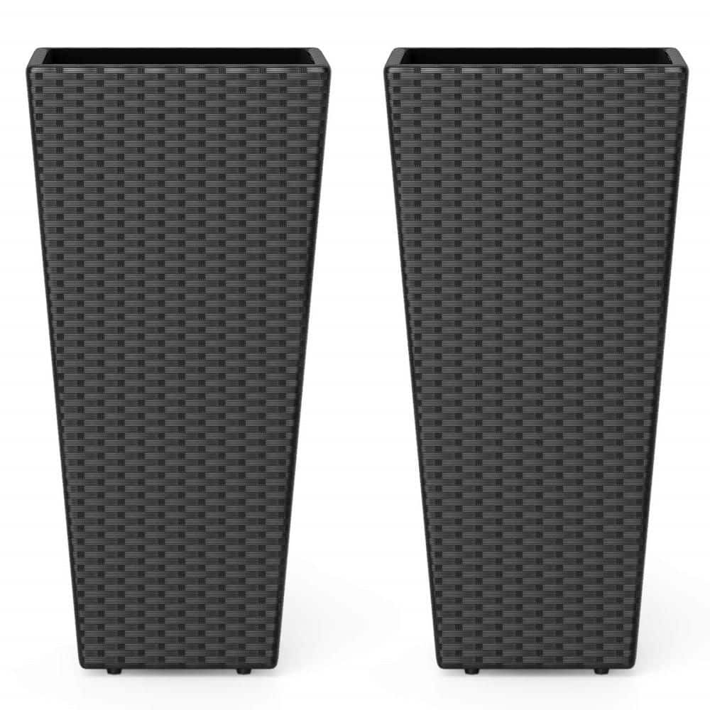"30"" Tall Black Flower Pot Set of 2 Modern Decorative Planter Pots with Open-ended Base" price history on PriceWatchPro