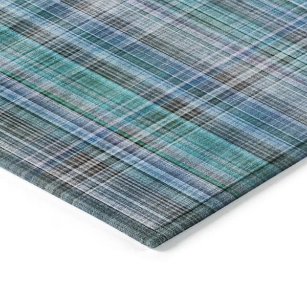 Chantille ACN541 Teal 8 ft. x 8 ft. Round Machine Washable Indoor/Outdoor Geometric Area Rug