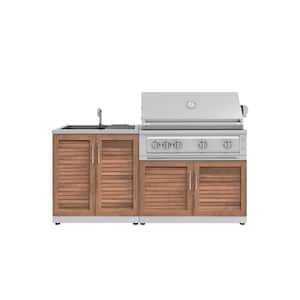 Stainless Steel Grove 72 in. W x 24 in. D Outdoor Kitchen Cabinet Set with 40 in. Platinum Propane Gas Grill (3-Piece)
