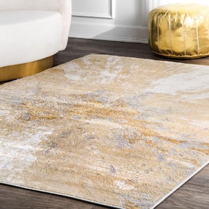 Cyn Modern Abstract Gold 4 ft. x 6 ft. Area Rug