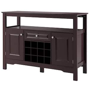 Brown Storage Buffet Sideboard Table Kitchen Sever Cabinet Wine Rack