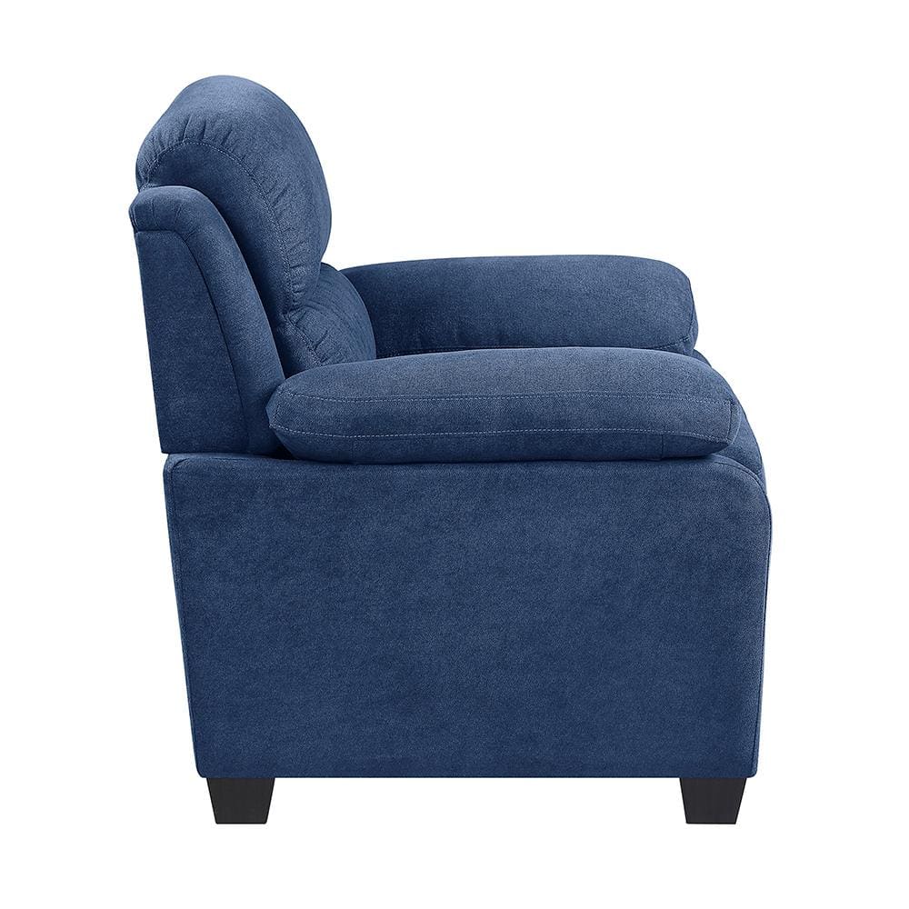 Deliah Blue Textured Fabric Accent Chair with Pillow-Top Arms