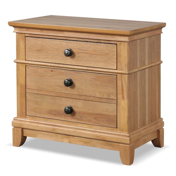 Zeller Natural Oak 2-Drawer 28 in. W Nightstand With Cedar Bottom Drawer
