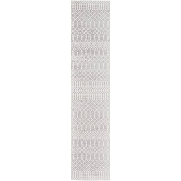 Nourison Astra Machine Washable Grey 2 ft. x 6 ft. Moroccan Transitional Runner Area Rug