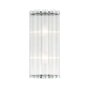 Glasbury 2-Light Nickel Wall Sconce with Clear Glass Shade