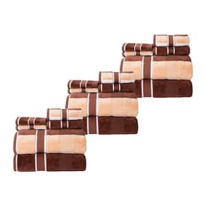 18-Piece Brown Cotton Towel Set
