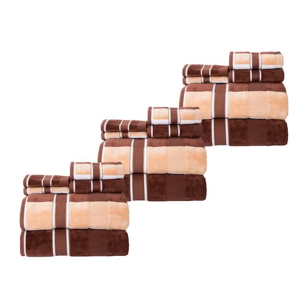 Lavish Home 18-Piece Brown Cotton Towel Set