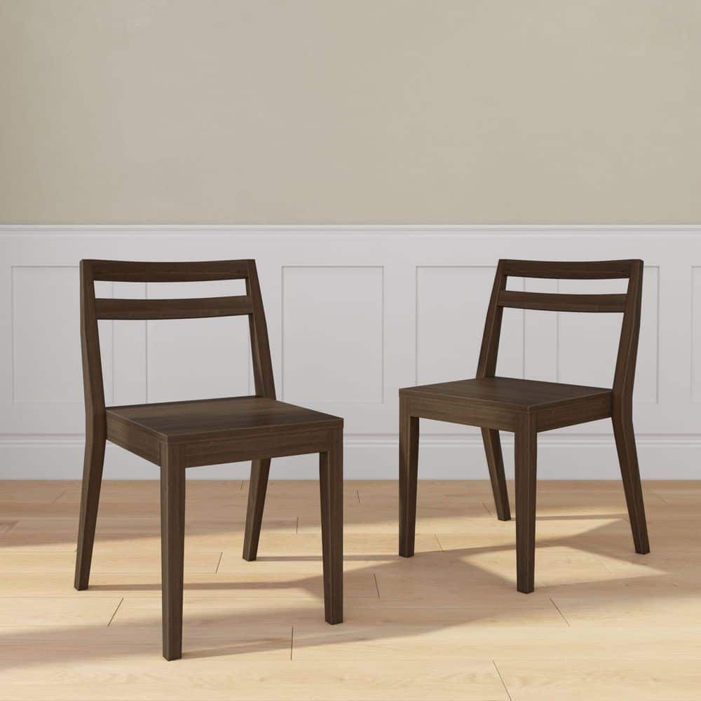 Davie Walnut Wooden Armless Dining Chair Set of 2