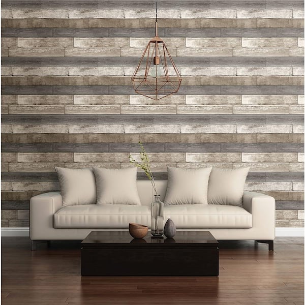 Brewster - Weathered Plank Grey Wood Texture Grey Wallpaper Sample