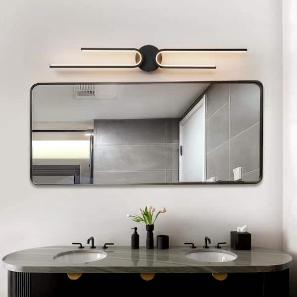 Philly 31.4 in. 2-Light Modern Black Linear Integrated LED Bathroom Vanity Light