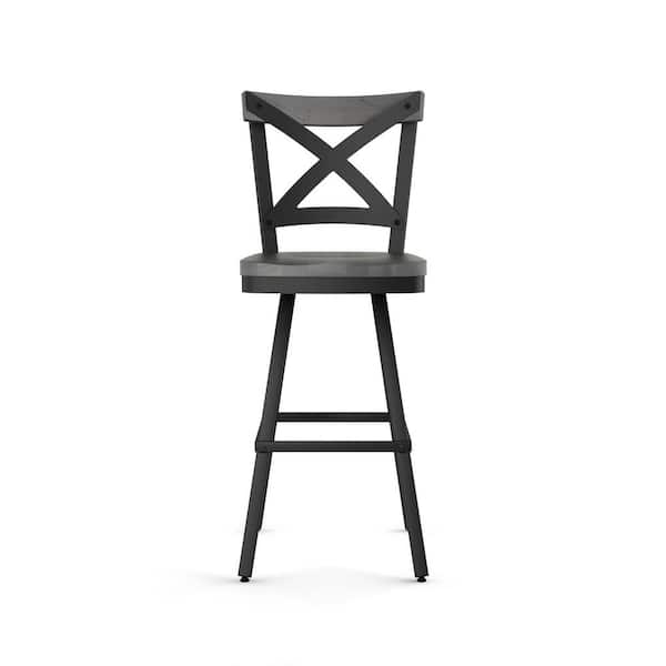 Amisco Jasper 26 Swivel Counter Stool Distressed Gray Black