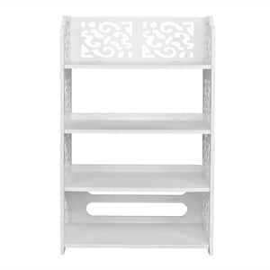 25.98 H 12-Pair 1-Tier White MDF Shoe Rack