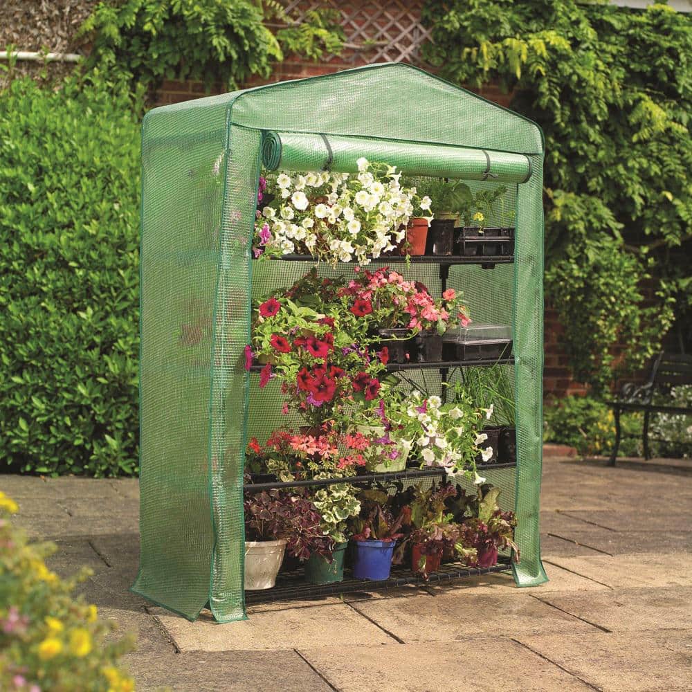 Mini Green Steel 4-Tier Garden Greenhouse