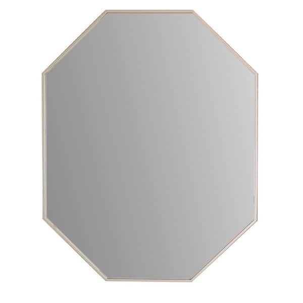 Bellaterra Home 23.5 in. W x 30.5 in. H Octagon Metal Framed Wall Bathroom Vanity Mirror in Brushed Silver