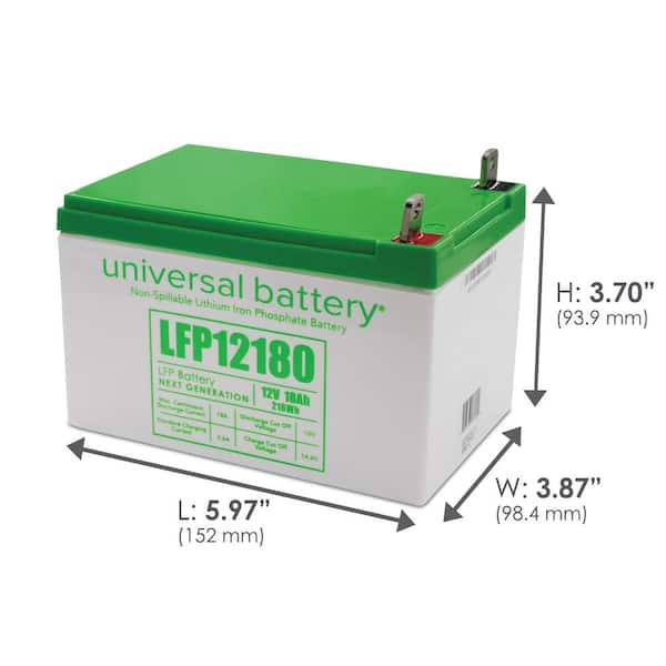 12.8-Volt 18 Ah Lithium LFP Rechargeable Battery with Nut & Bolt Terminals