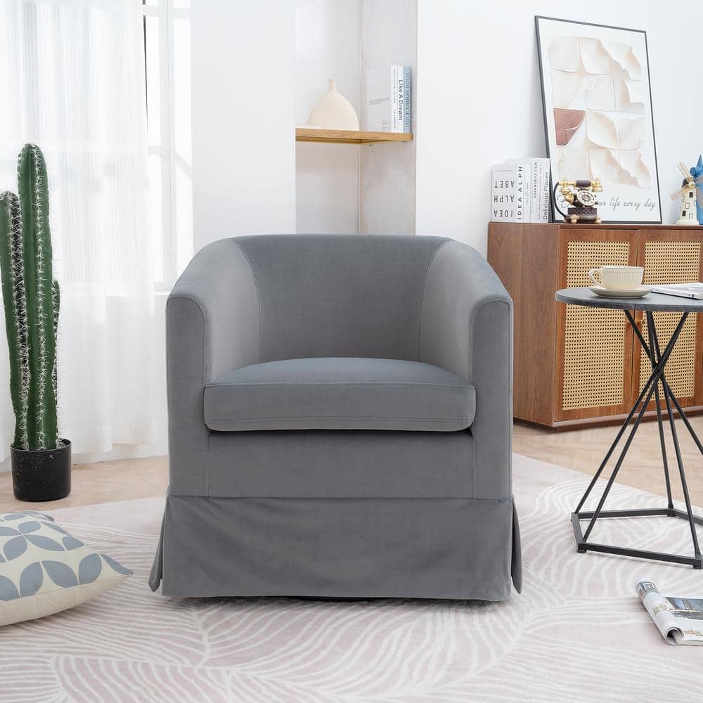 Harper & Bright Designs Gray 360° Swivel Club Chair, Accent Chair Arm ...