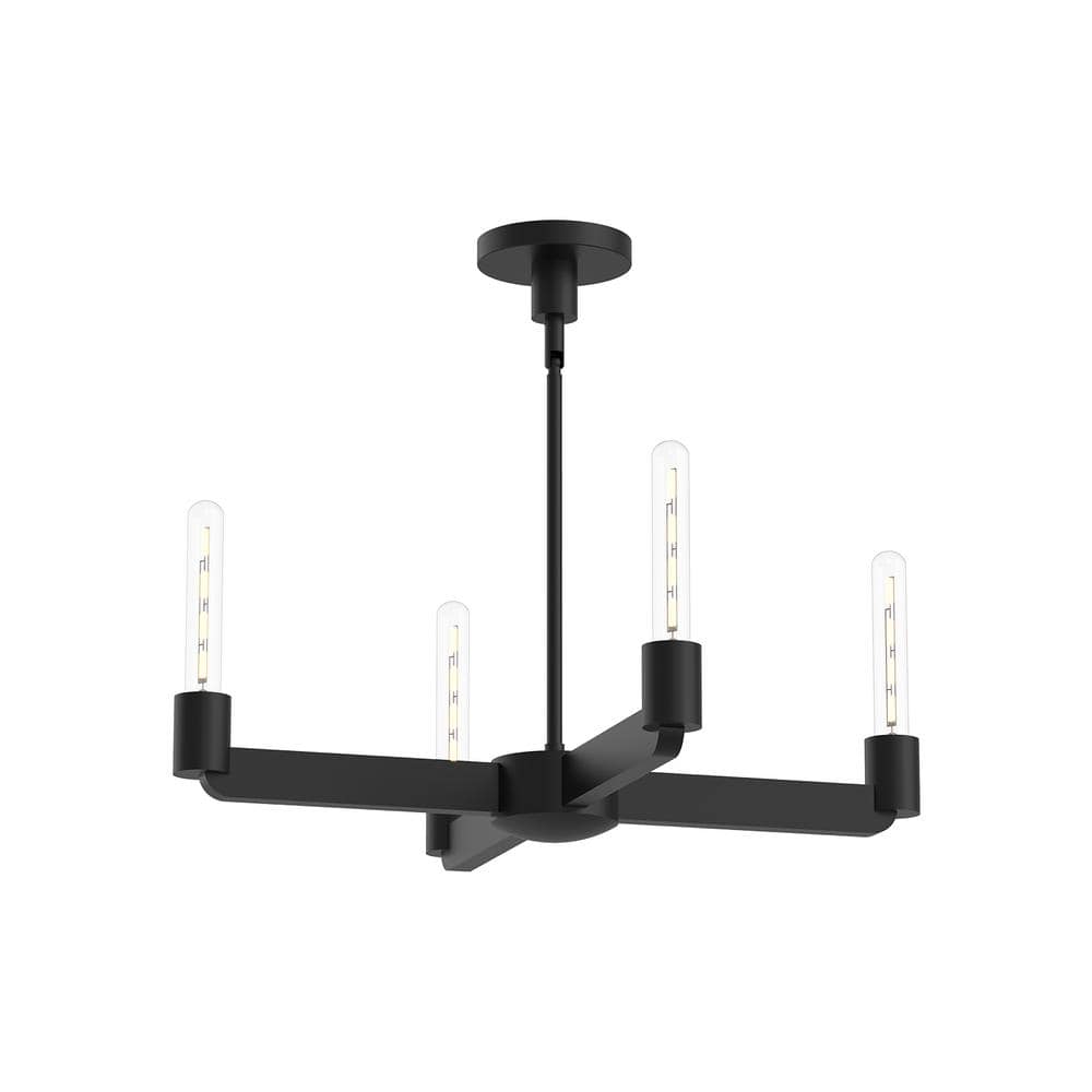 Claire Matte Black 4-Light Wagon Wheel Chandelier