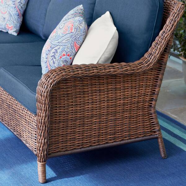 hampton bay cambridge brown wicker outdoor sofa