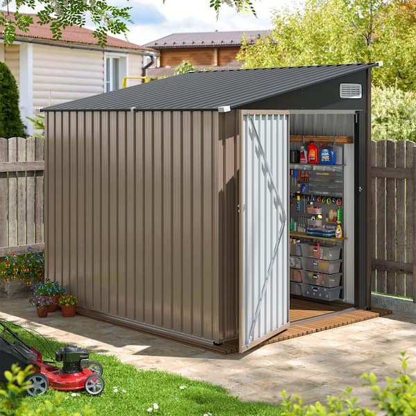 Sizzim 7 ft. W x 5 ft. D Outdoor Metal Storage Shed Lean-to with