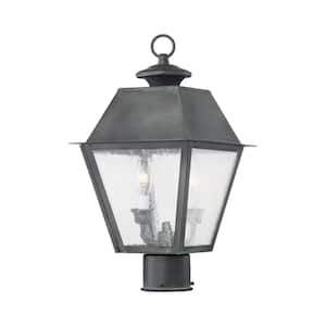 Willowdale 17.5 in. 2-Light Charcoal Cast Brass Hardwired Outdoor Rust Resistant Post Light with No Bulbs Included