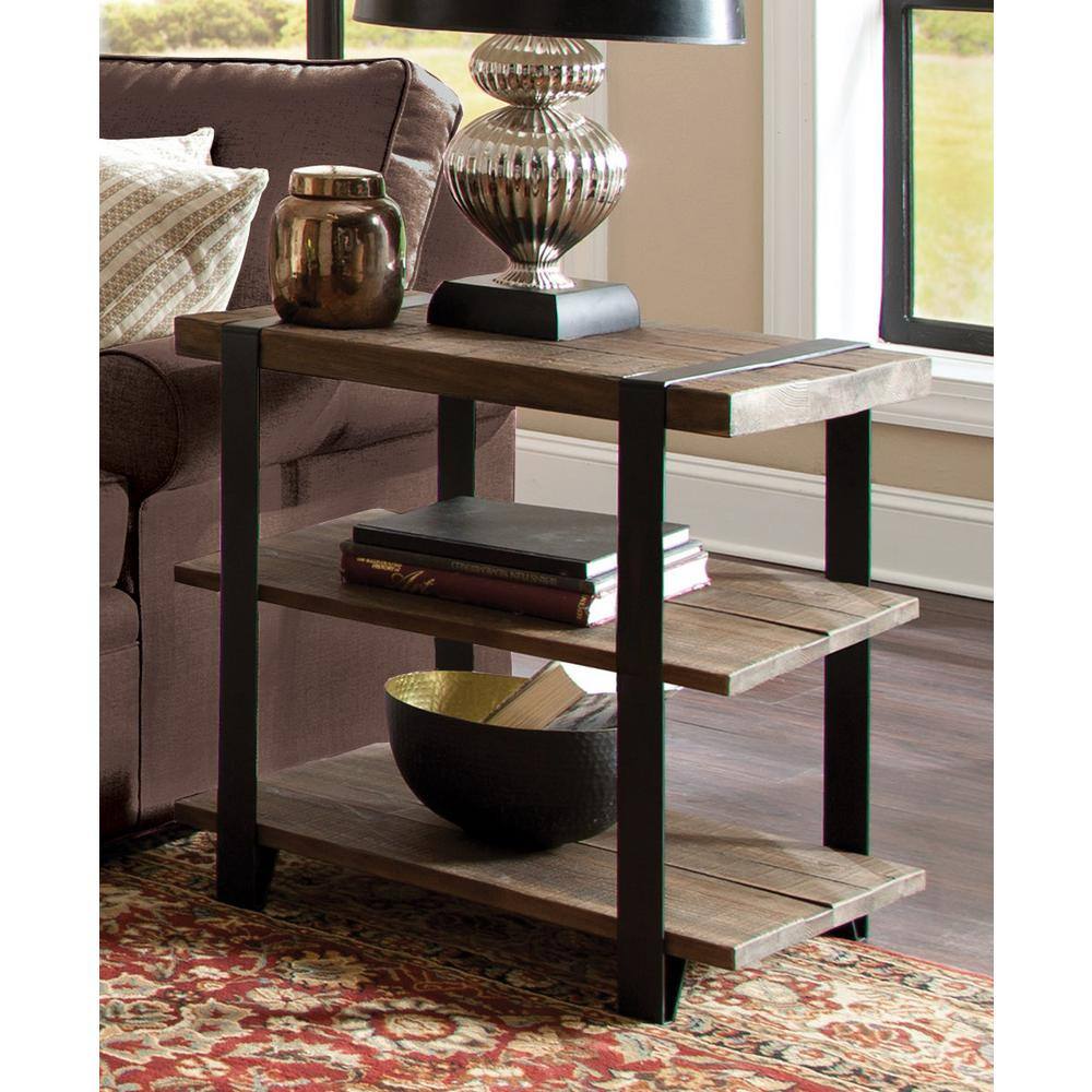 Modesto 31" Reclaimed Wood and Metal Strap End Table