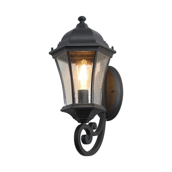 PAKOKULA 19.5 in. 1-Light Black Farmhouse Dusk to Dawn Outdoor