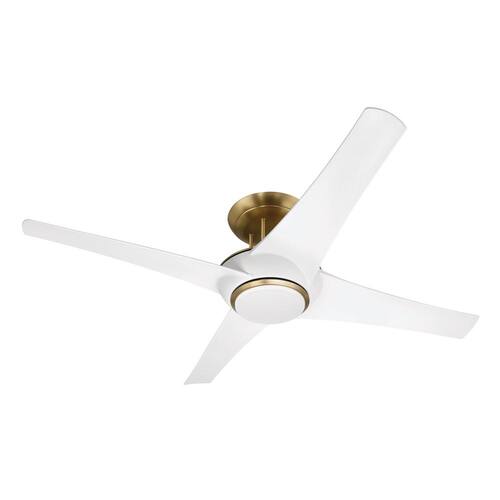 Cam 54 in. Indoor White/Satin Brass CeilingFan and Integrated LED Light Smart Wi-Fi Enabled Remote with Voice Activation Ceiling Fans