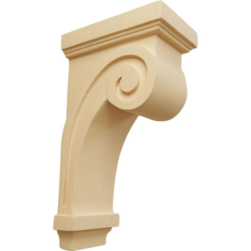 Alder 9" Hand-Carved Scroll Wood Corbel